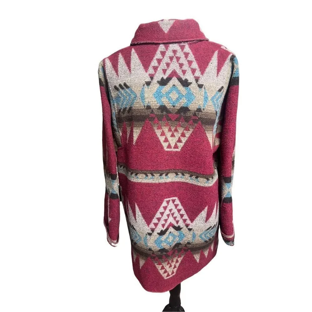 Vintage North Style Aztec Southwestern Wool Blend Multicolored Jacket size Large - Picture 8 of 13